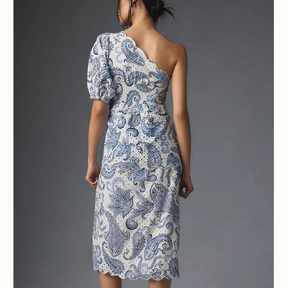 Farm Rio One-Shoulder Eyelet Midi Dress - Picture 3 of 6